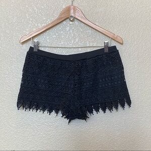 I joah black lace short shorts floral NWT